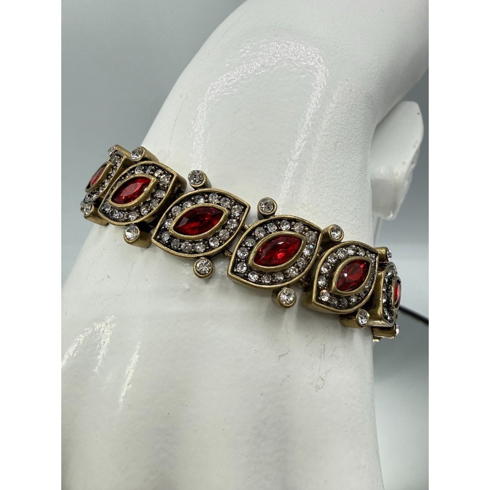 NEW $180 HEIDI DAUS Worth Waiting For Dazzling Crystal Tennis Bracelet RUBY RED - Picture 2 of 11